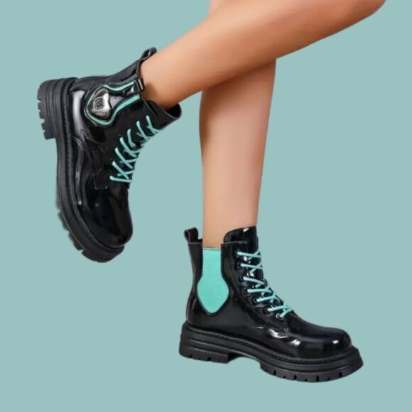 Ladies color block combat boots sz 8 - Picture 7 of 16